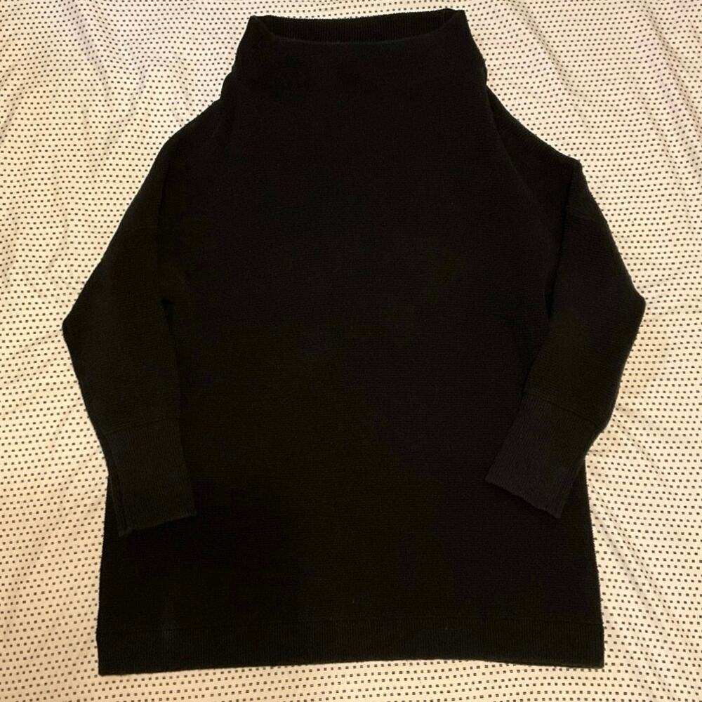 Free People Black Ribbed Knit Sweater Size L